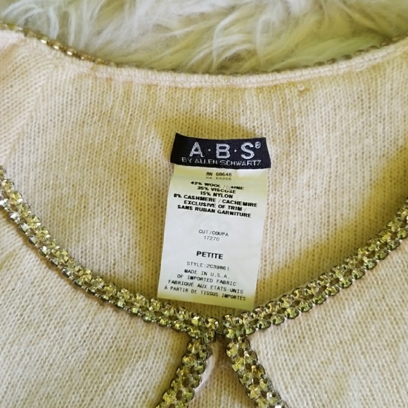 ✨ABS BY ALLEN SCHWARTZ Rhinestone Cashmere Shrug - Picture 3 of 5